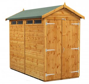 Power 8x4 Apex Secure Garden Shed - Double Door